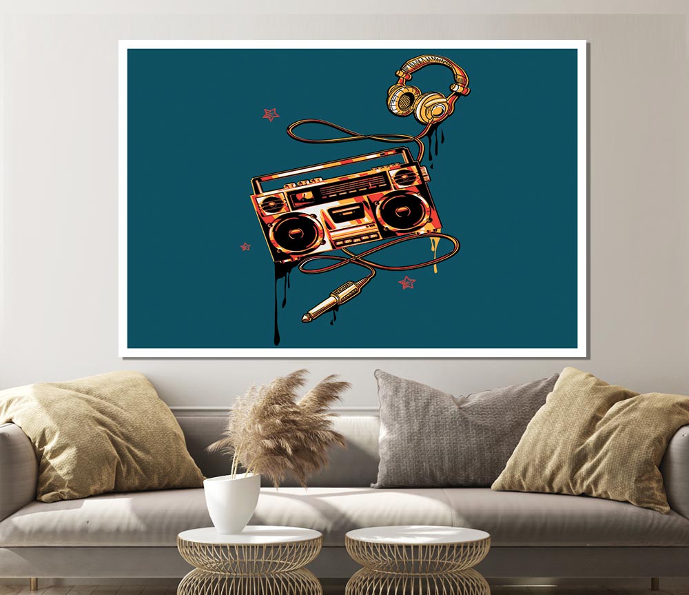 The Boombox And Headphones Print Poster Wall Art