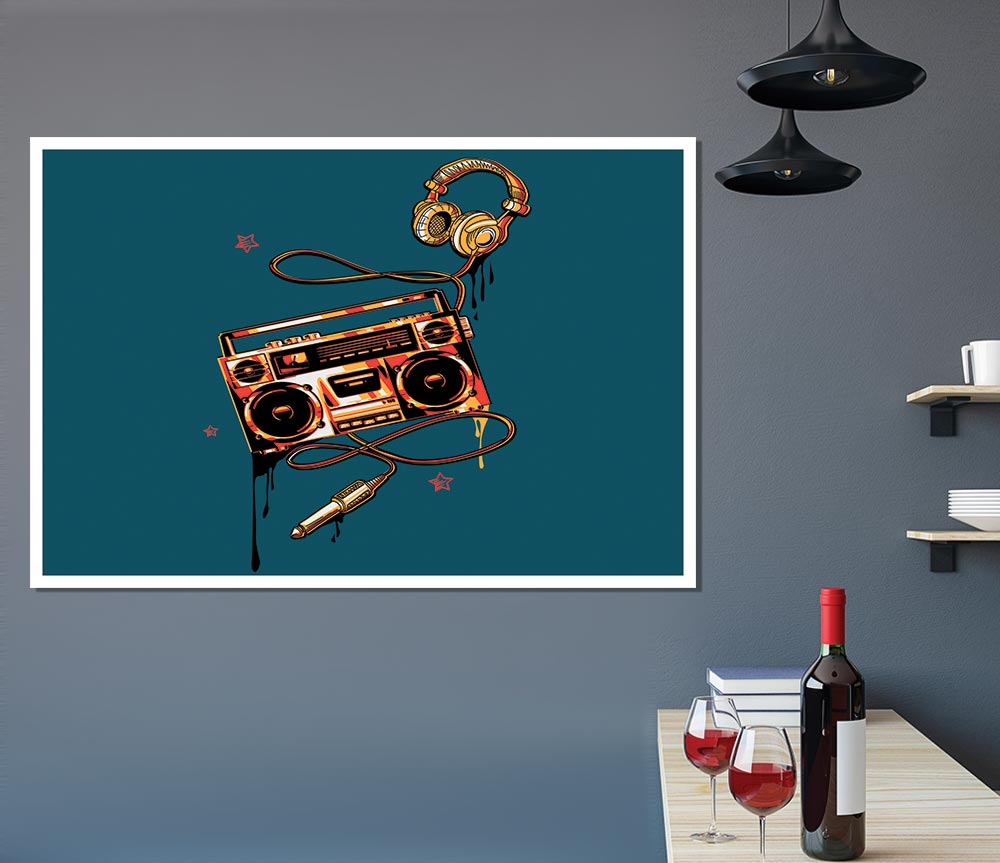 The Boombox And Headphones Print Poster Wall Art