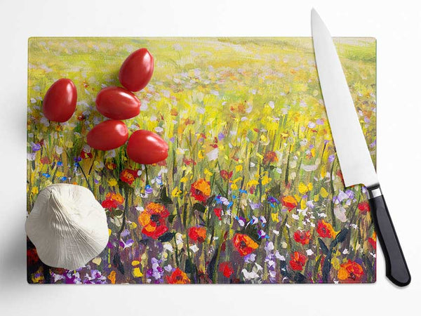 The Poppies Field Of Light Glass Chopping Board