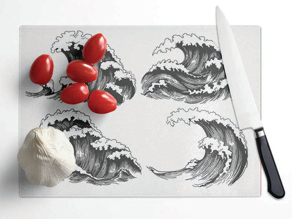 Four Wave Structures Glass Chopping Board