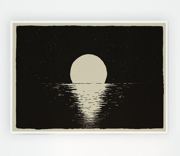 The Moon At Night Sea Print Poster Wall Art