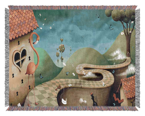 Alice In Wonderland Road Woven Blanket