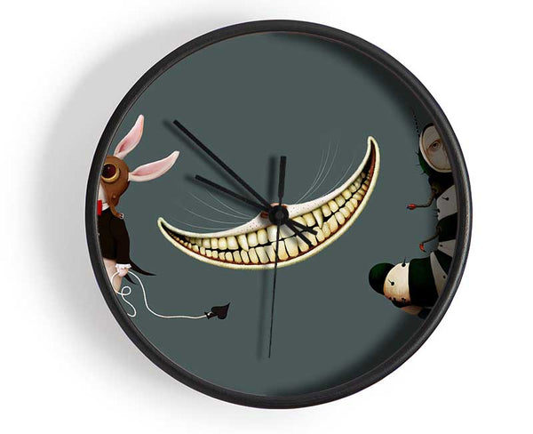 Alice In Wonderland Rabbit Cat And Caterpillar Clock - Wallart-Direct UK