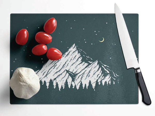 Mountain Range At Night Moon Glass Chopping Board