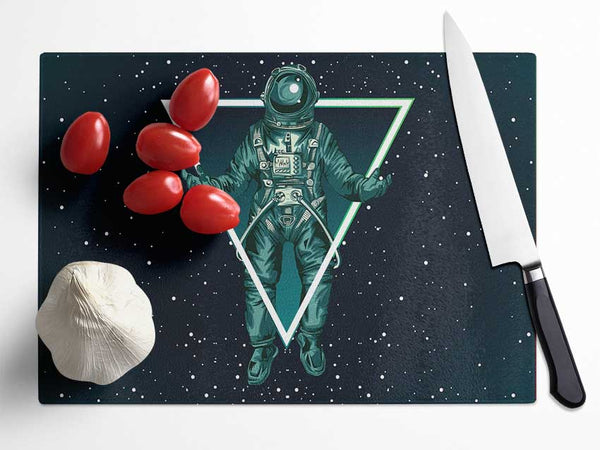 Triangle Space Man Glass Chopping Board