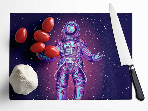 Spaceman Star Purple Glass Chopping Board