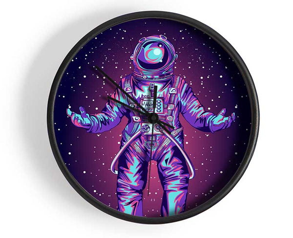 Spaceman Star Purple Clock - Wallart-Direct UK