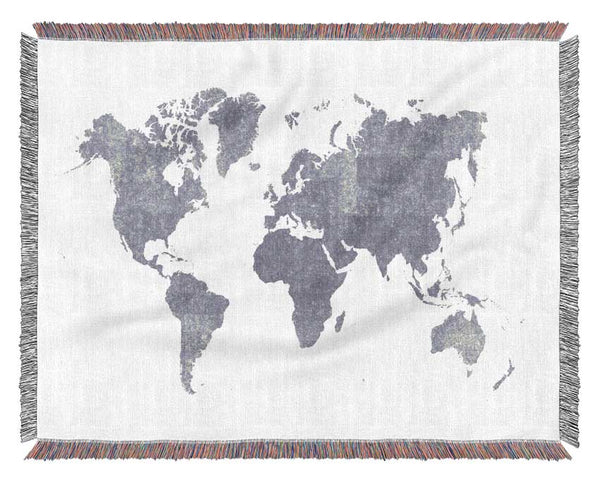 The World Map Of In Grey Woven Blanket