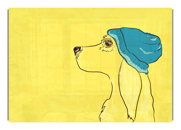 Yellow Dog With Blue Hat