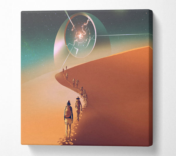 A Square Canvas Print Showing Walking To The Fallen Star Square Wall Art