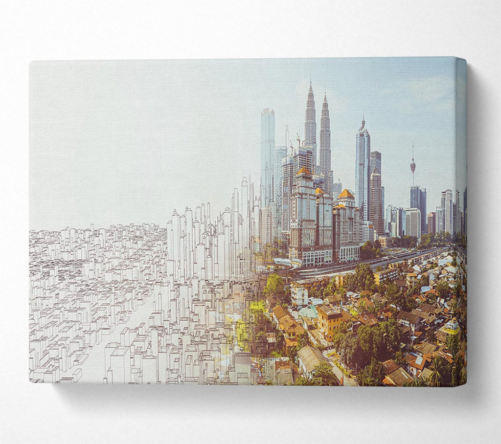 Picture of Sketch To Reality City Canvas Print Wall Art
