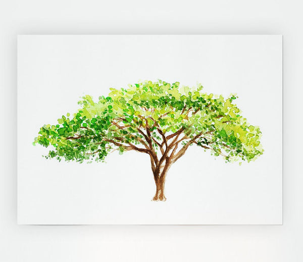 Green Tree In The Savannah Print Poster Wall Art