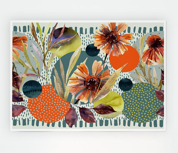 Cut Out Flowers On Abstract Print Poster Wall Art