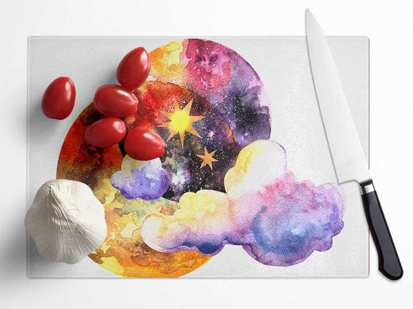 Two Moons And Cloud Glass Chopping Board