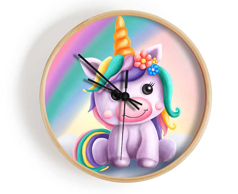 Unicorn Rainbow Happy Clock - Wallart-Direct UK