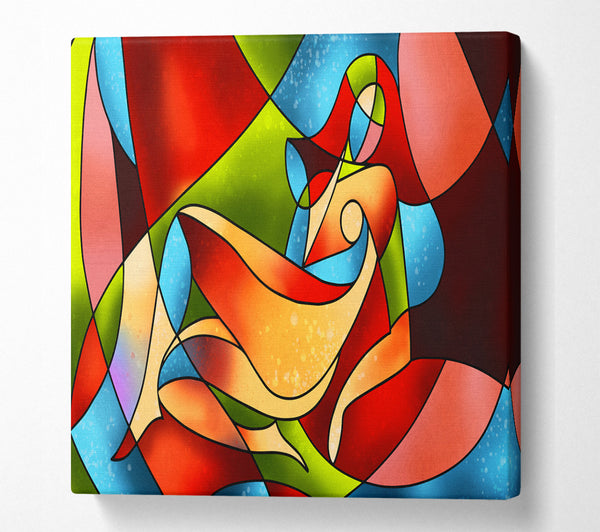 A Square Canvas Print Showing Stained Glass Abstract Square Wall Art