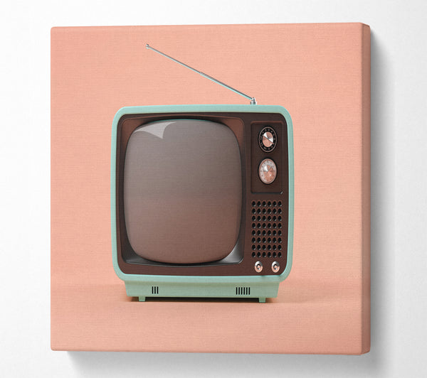 A Square Canvas Print Showing The Retro Tv Set Square Wall Art