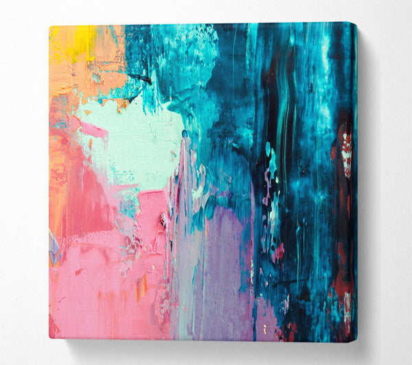 A Square Canvas Print Showing Texture Of Paint Media Square Wall Art