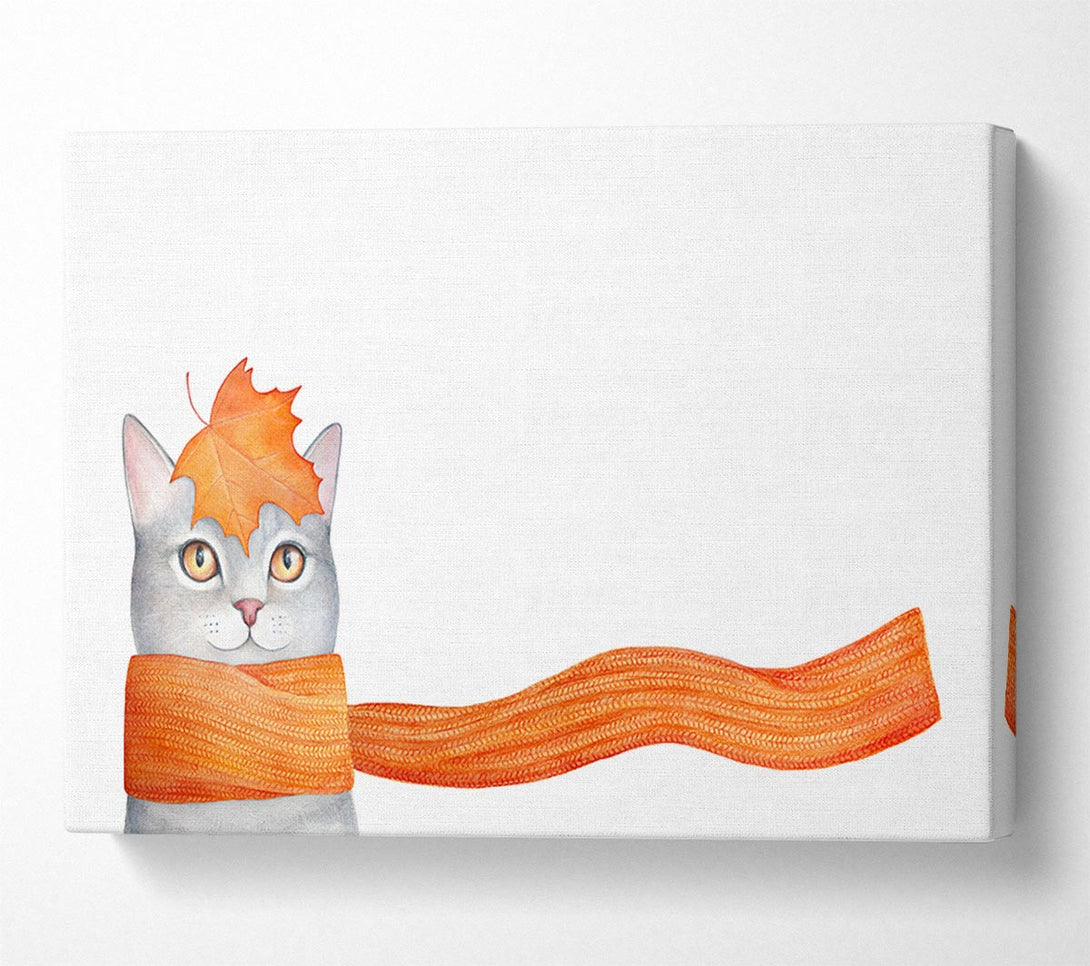 Picture of Cat With An Orange Scarf Canvas Print Wall Art
