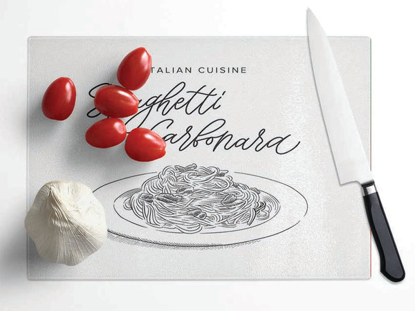Italian Cuisine Spaghetti Glass Chopping Board