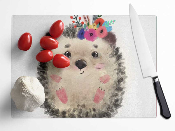 The Curled Up Hedgehog Glass Chopping Board