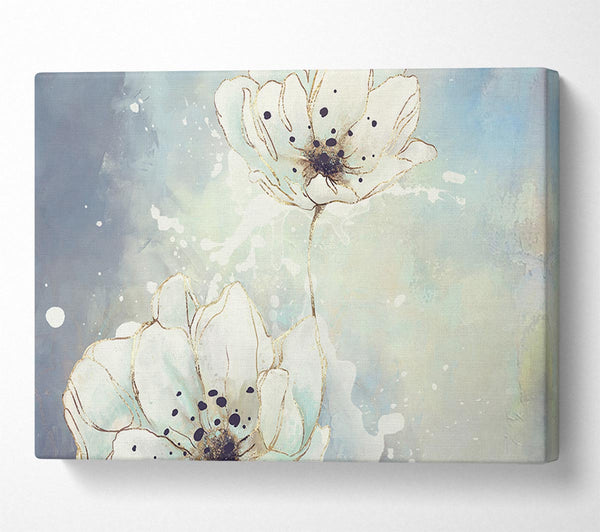 Picture of White Flowers In Abstract Canvas Print Wall Art