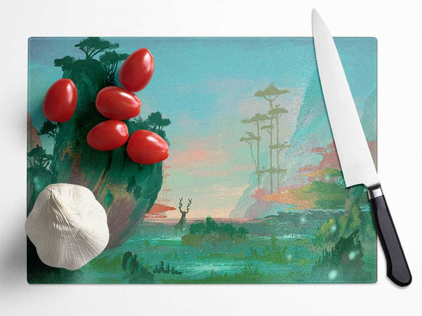 Curved Mountain Side Glass Chopping Board