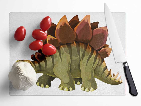 The Happy Stegosaurus Glass Chopping Board