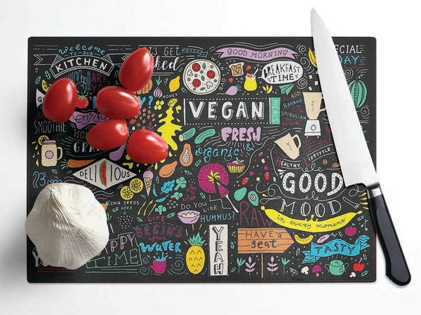 Vegan Good Mood Colour Glass Chopping Board