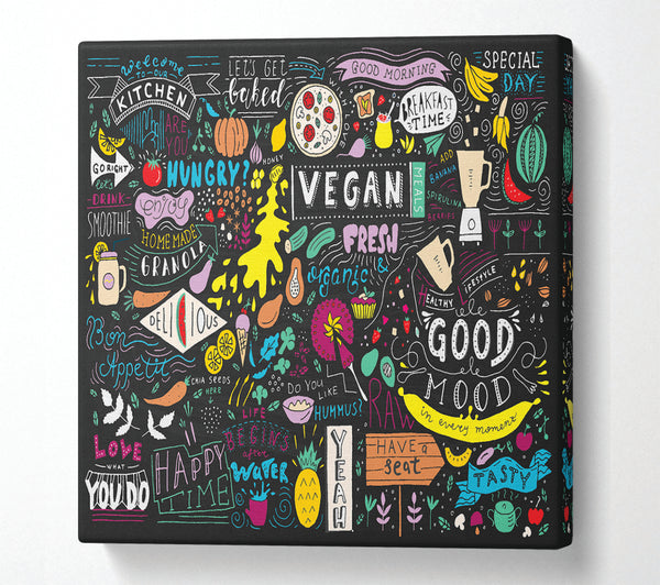 A Square Canvas Print Showing Vegan Good Mood Colour Square Wall Art