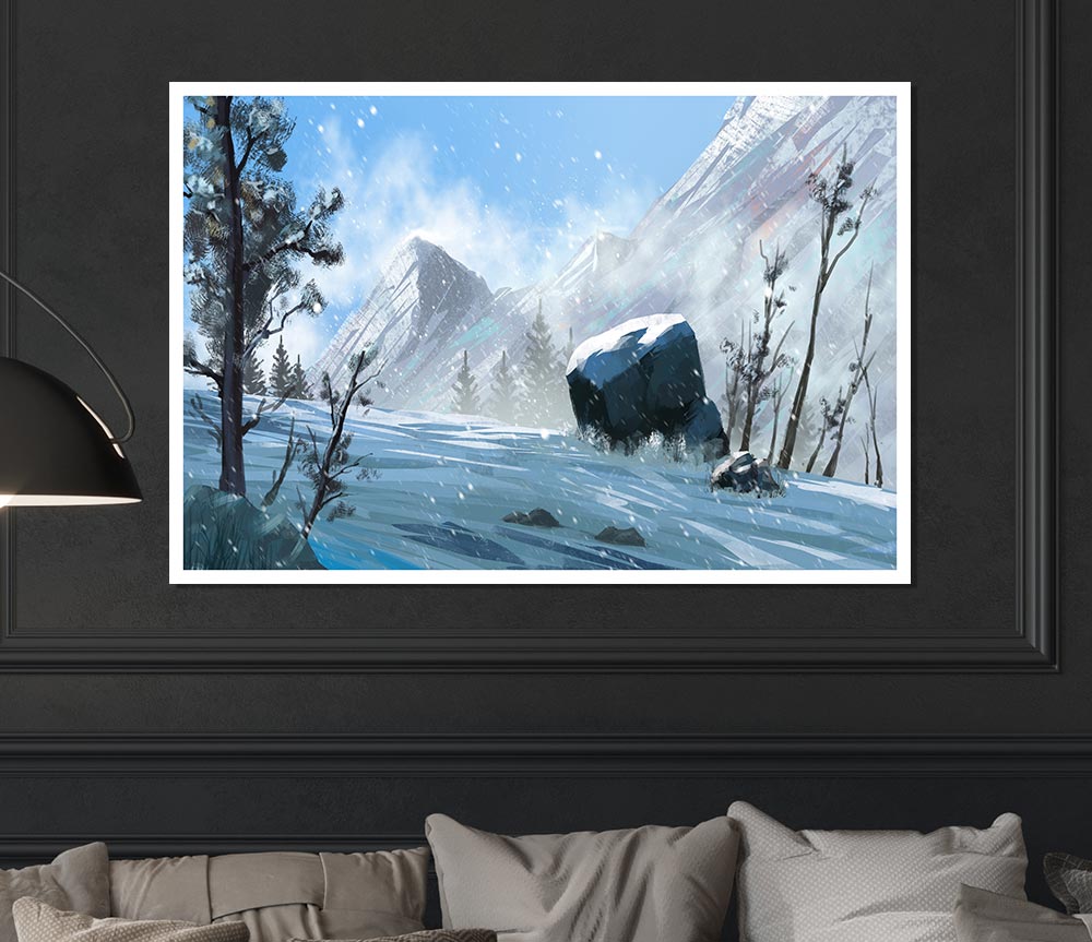 The Snowy Mountain Dust Print Poster Wall Art