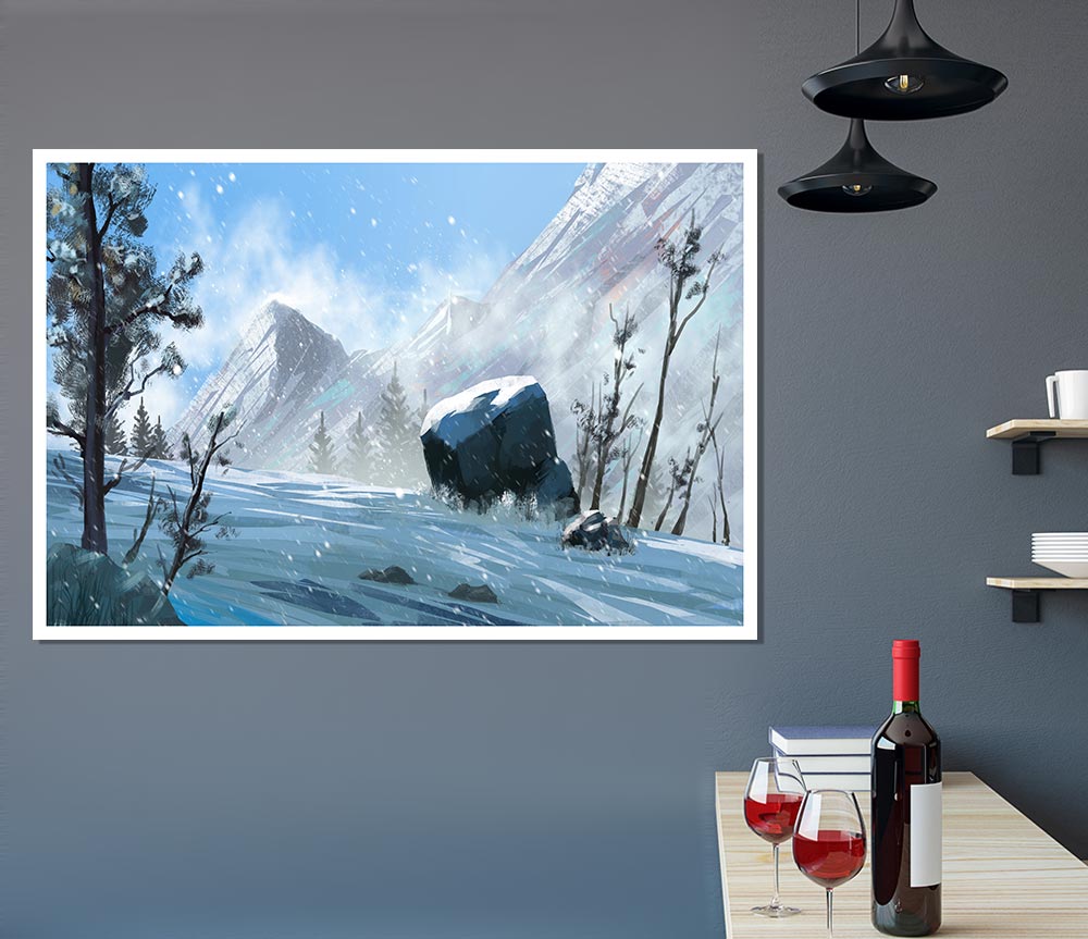 The Snowy Mountain Dust Print Poster Wall Art