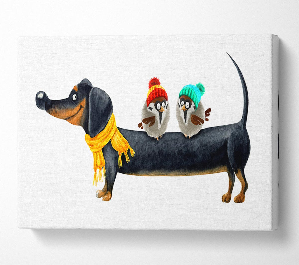 Picture of Sausage Dog Birds Canvas Print Wall Art
