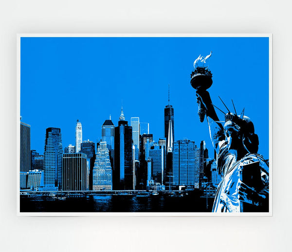 The Statue Of Liberty Blue Print Poster Wall Art