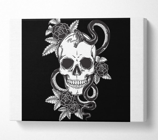 Picture of Skull Snake And Flowers Canvas Print Wall Art