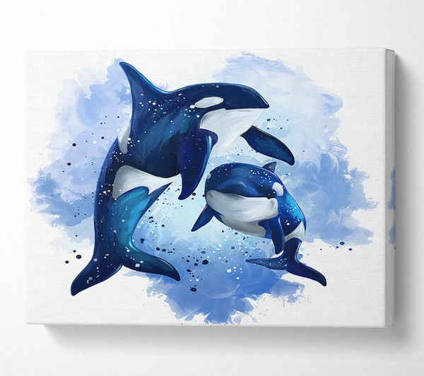Picture of Orca Mother And Baby Canvas Print Wall Art