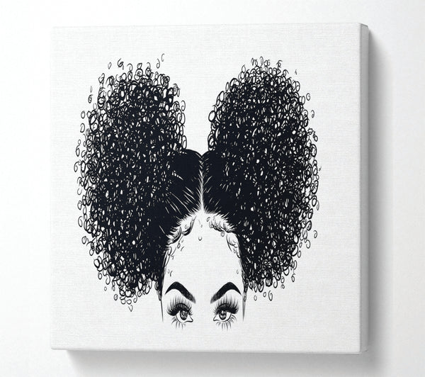 A Square Canvas Print Showing Funk Hair Woman Square Wall Art