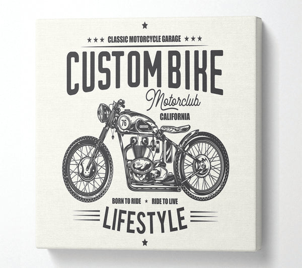 A Square Canvas Print Showing Custom Bike Motor Club Square Wall Art