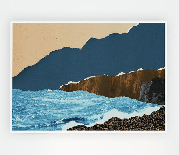 Cut Out Mountain Ocean Print Poster Wall Art