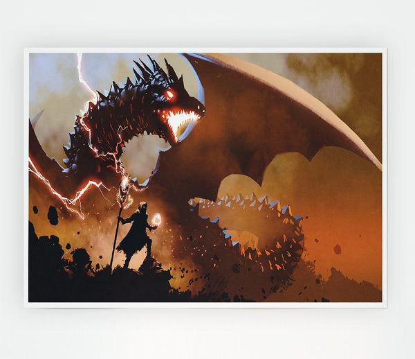 Confronting The Dragon Print Poster Wall Art