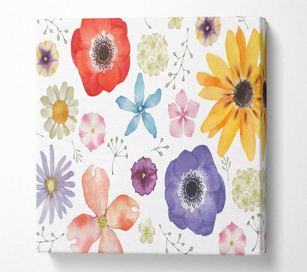 A Square Canvas Print Showing Aerial View Flowers Square Wall Art