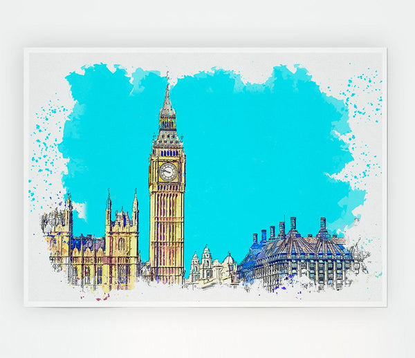 London Big Ben Splatter Print Poster Wall Art