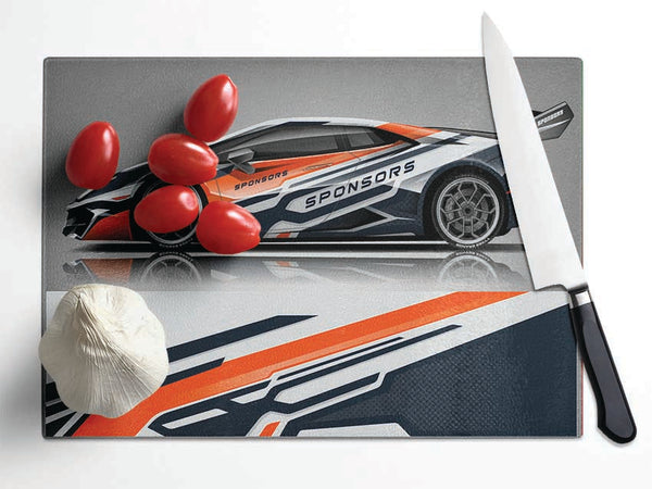 Race Supercar Glass Chopping Board