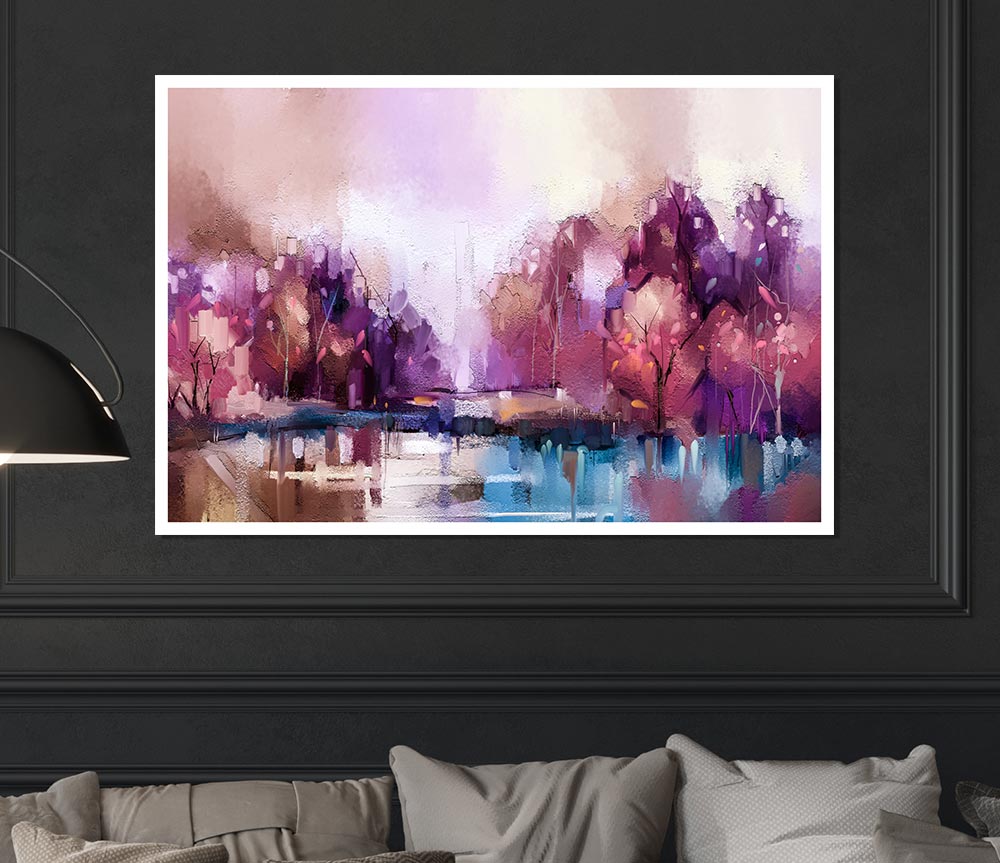 Wet Weather Lilac Forest Print Poster Wall Art