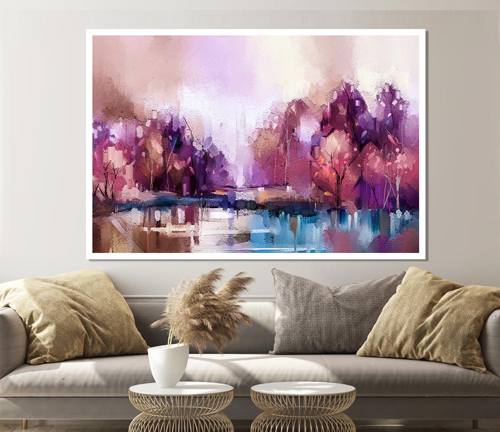Wet Weather Lilac Forest Print Poster Wall Art
