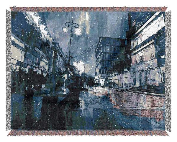 The Night Darkened Street Woven Blanket