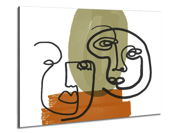 Two Abstract Line Drawing Faces