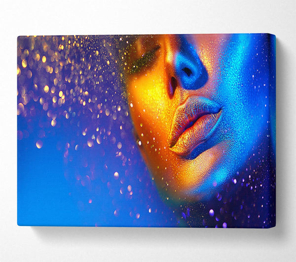 Picture of Gold And Blue Face Canvas Print Wall Art