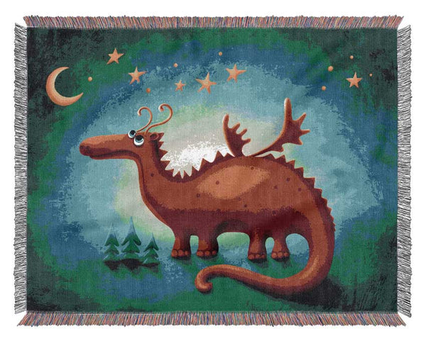 The Red Dragon Beneath The Moon Woven Blanket