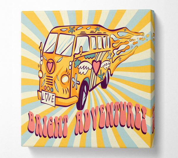 A Square Canvas Print Showing Camper Adventure Square Wall Art